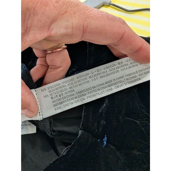 Zara Woman Velvet Wide Leg Pants women's medium black‎ goth witchy whimsigoth - Picture 6 of 6